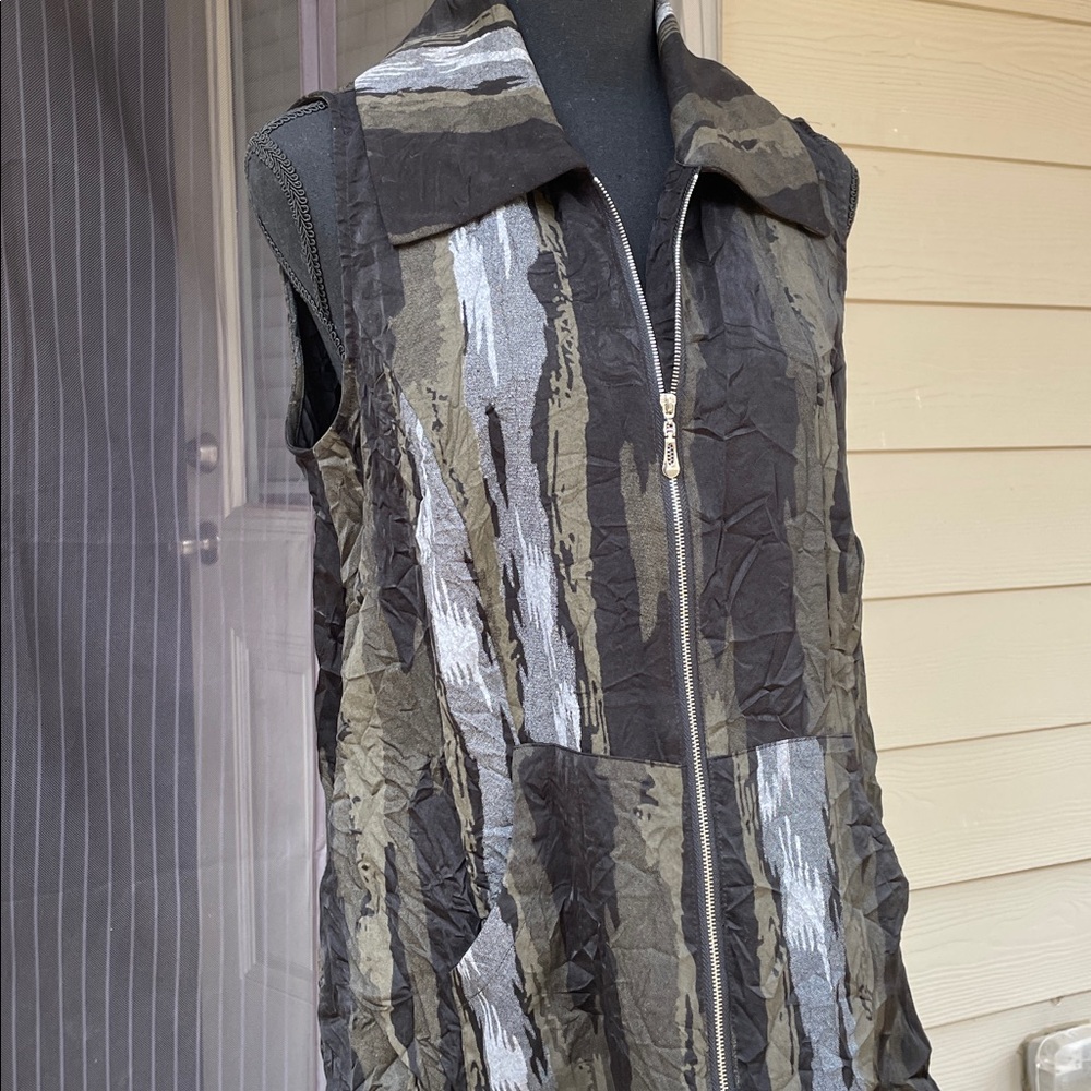 Shana Camo Inspired Print Tunic SizeS Gray Olive ArtToWear Grunge Military Look